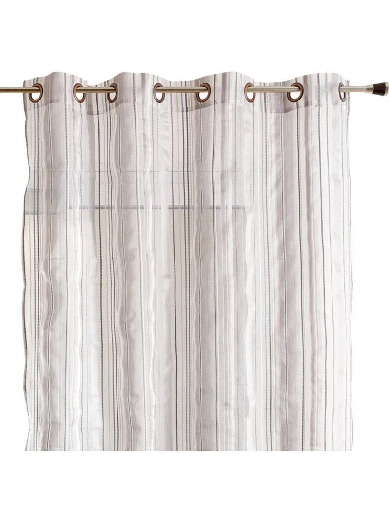 Voilage organza à rayures et œillets Gris clair - Kiabi