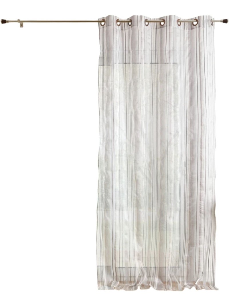 Voilage organza à rayures et œillets Gris clair - Kiabi