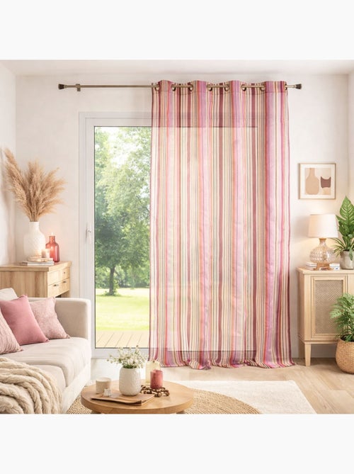 Voilage organza à rayures et œillets - Kiabi