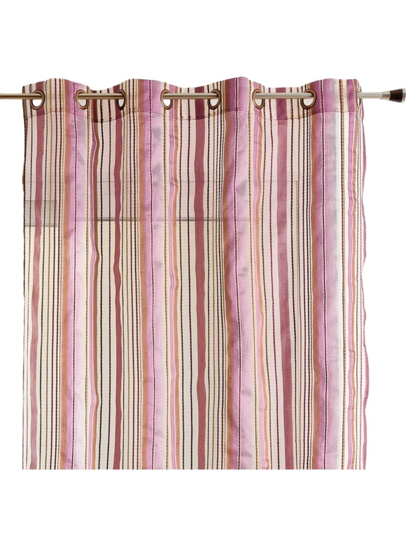 Voilage organza à rayures et œillets Vieux rose - Kiabi