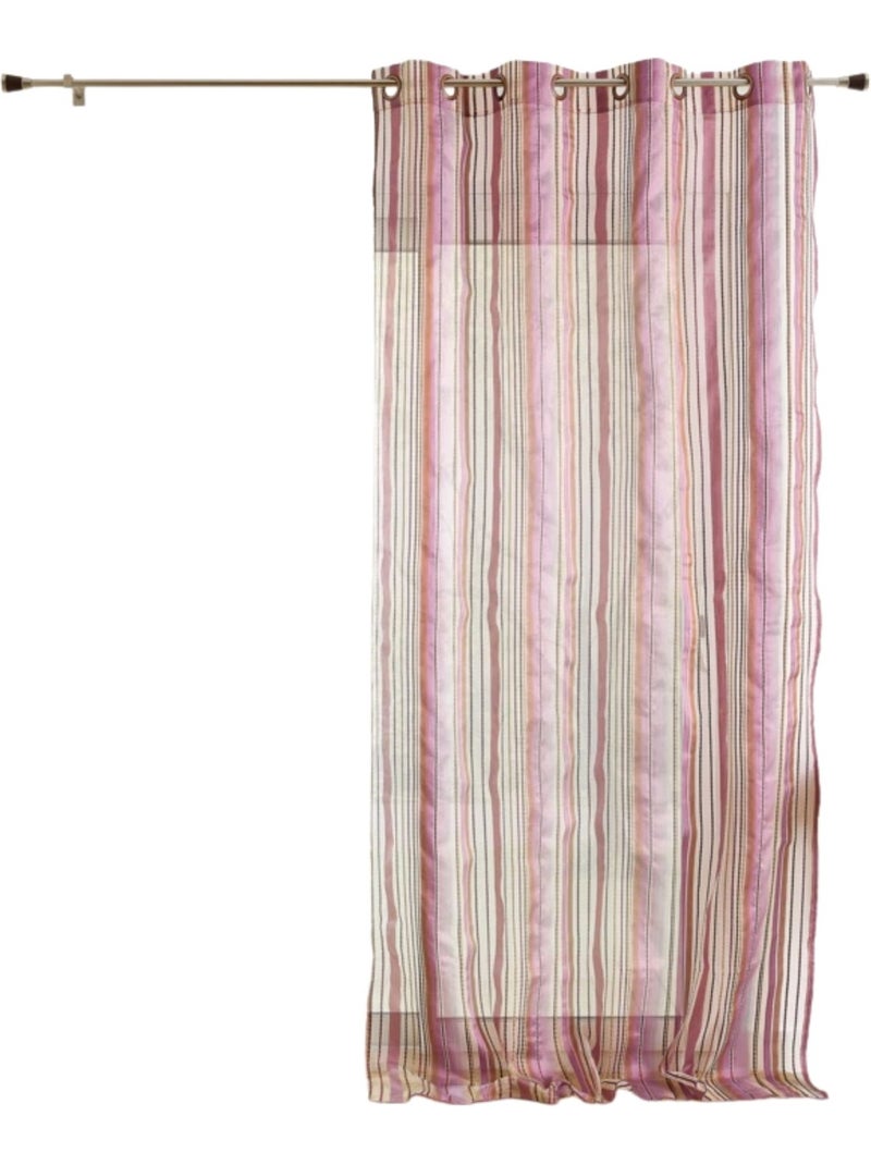 Voilage organza à rayures et œillets Vieux rose - Kiabi