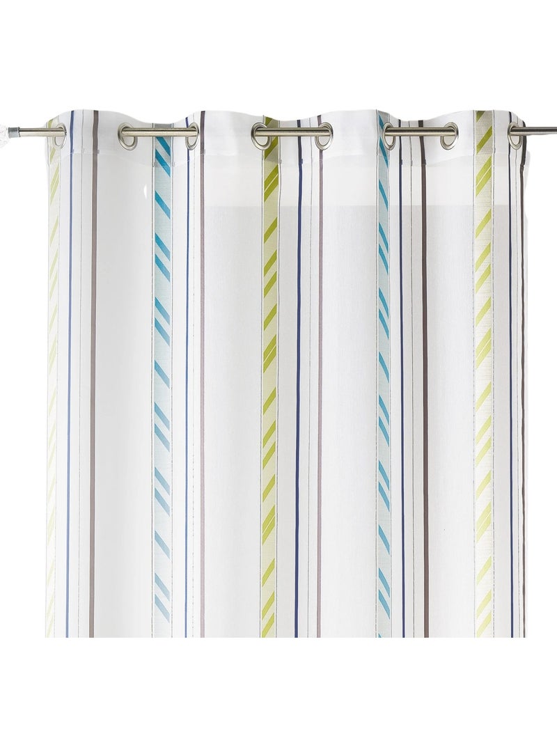 Voilage organza à rayures verticales Bleu - Kiabi