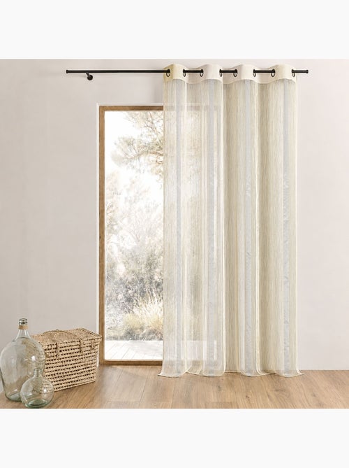 Voilage organza à rayures verticales et parement - Kiabi