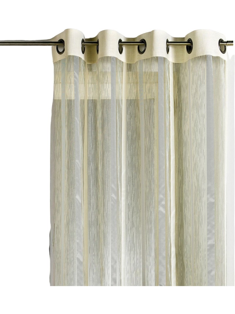 Voilage organza à rayures verticales et parement Gris clair - Kiabi