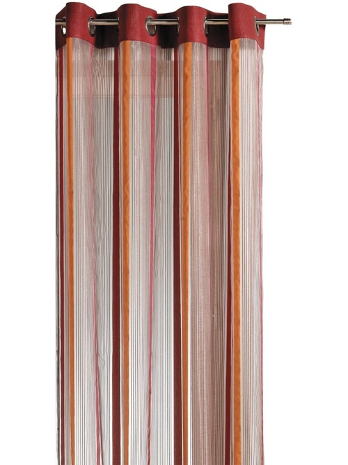 Voilage organza à rayures verticales et parement - Kiabi