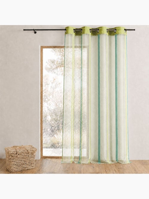 Voilage organza à rayures verticales et parement - Kiabi