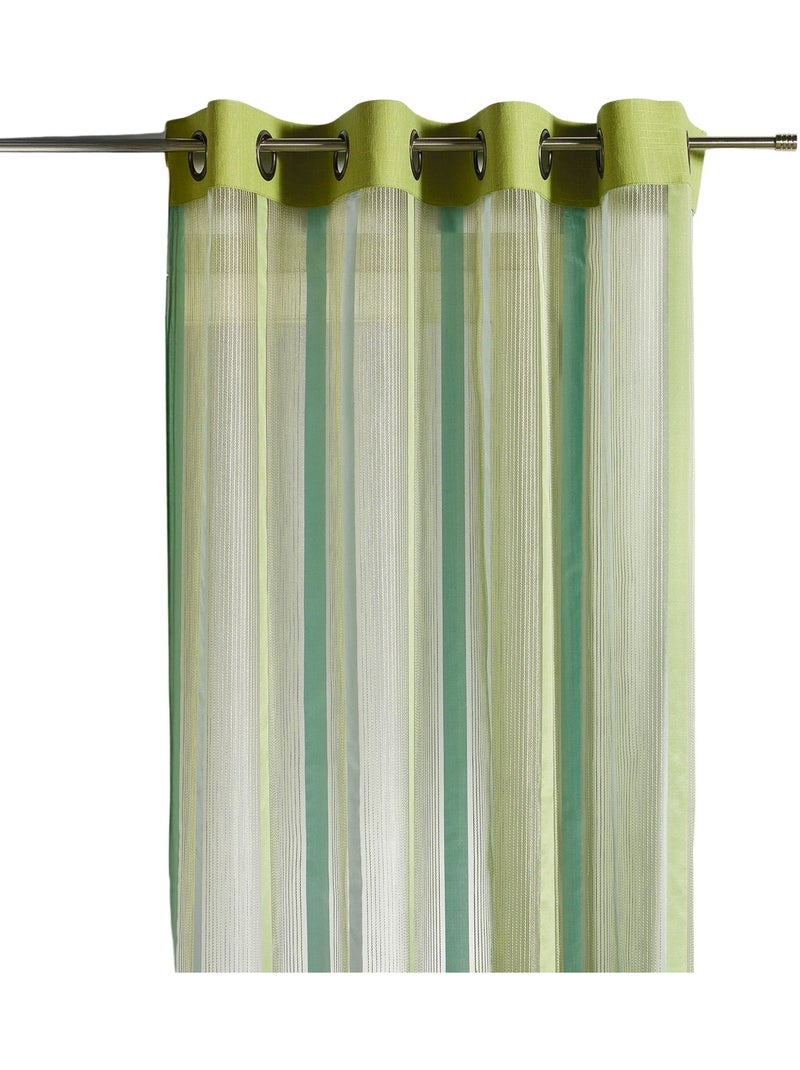 Voilage organza à rayures verticales et parement Vert clair - Kiabi
