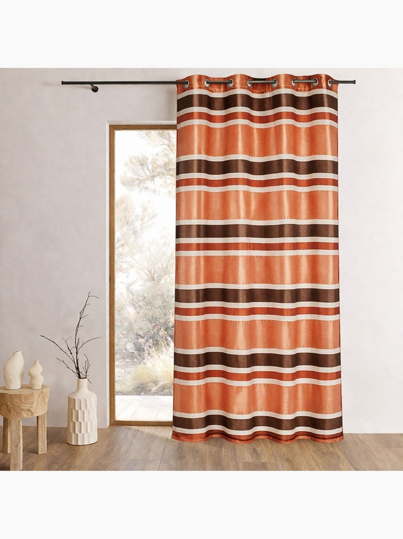 Voilage organza coloré aux rayures horizontales Marron chocolat - Kiabi