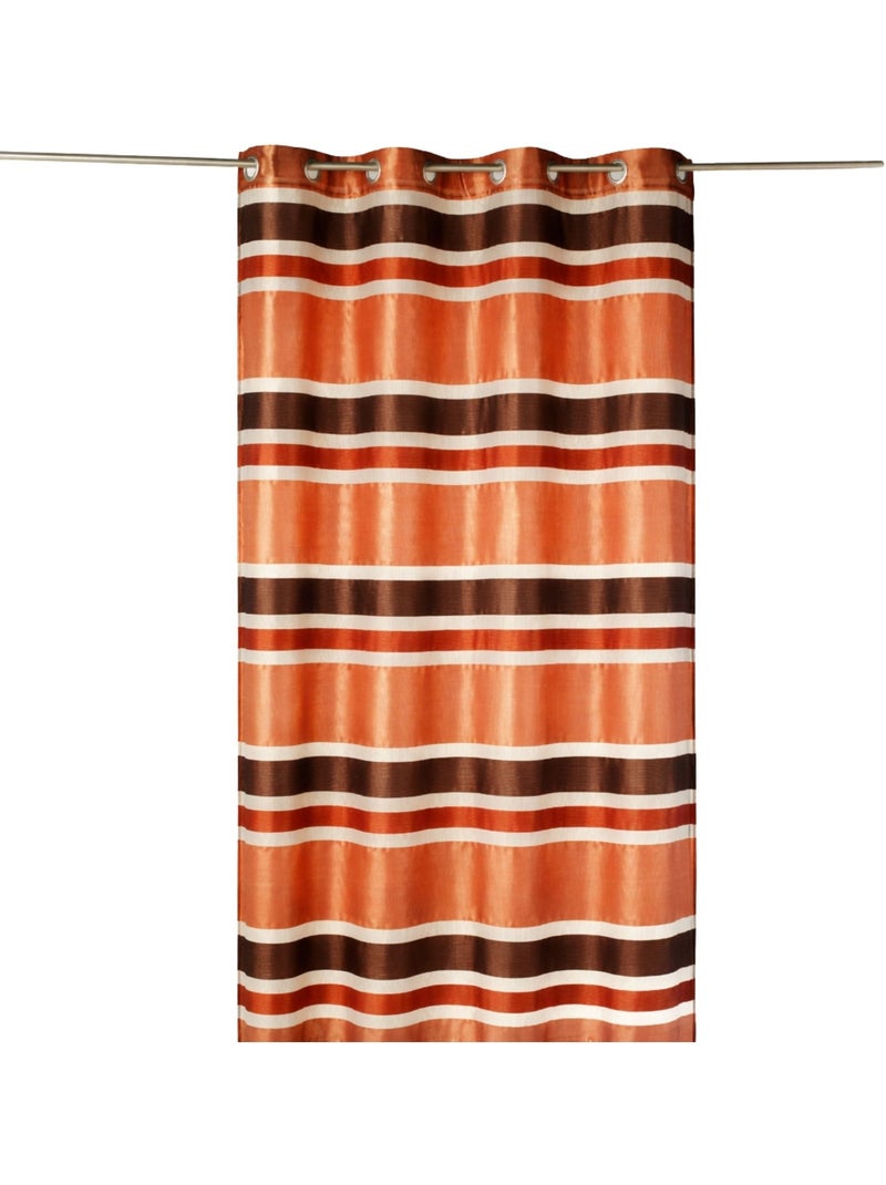 Voilage organza coloré aux rayures horizontales Marron chocolat - Kiabi