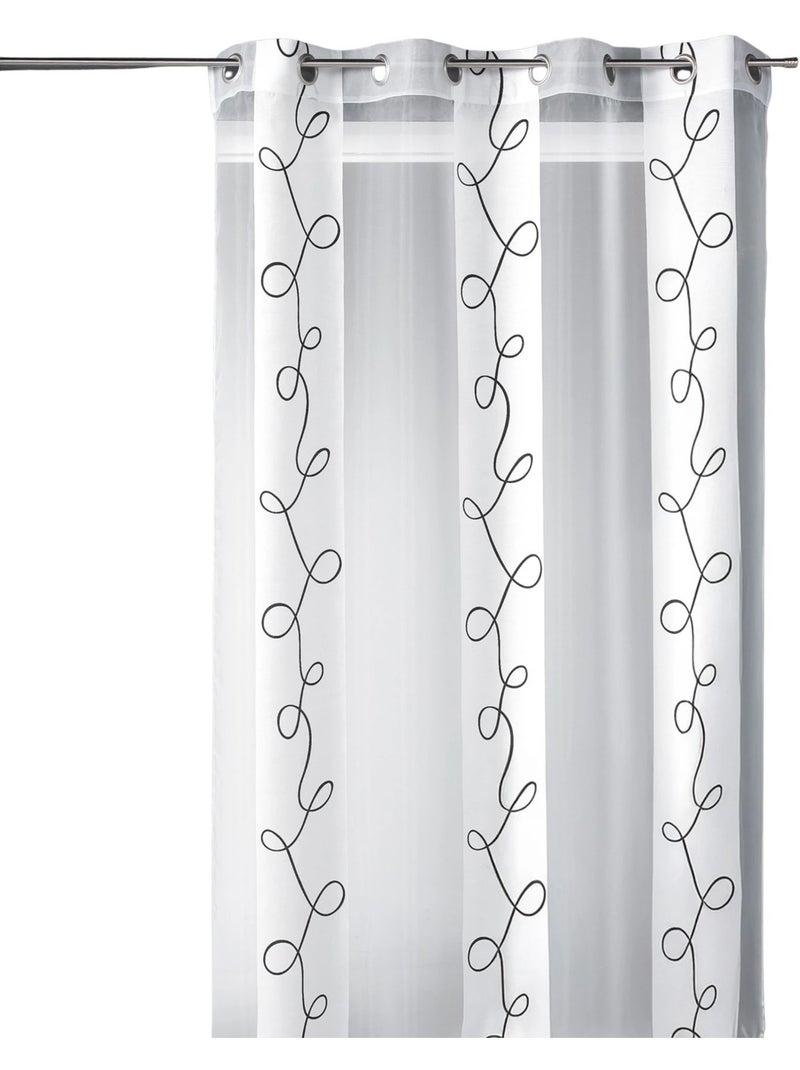 Voilage organza dévoré motif rayures et fils Blanc - Kiabi