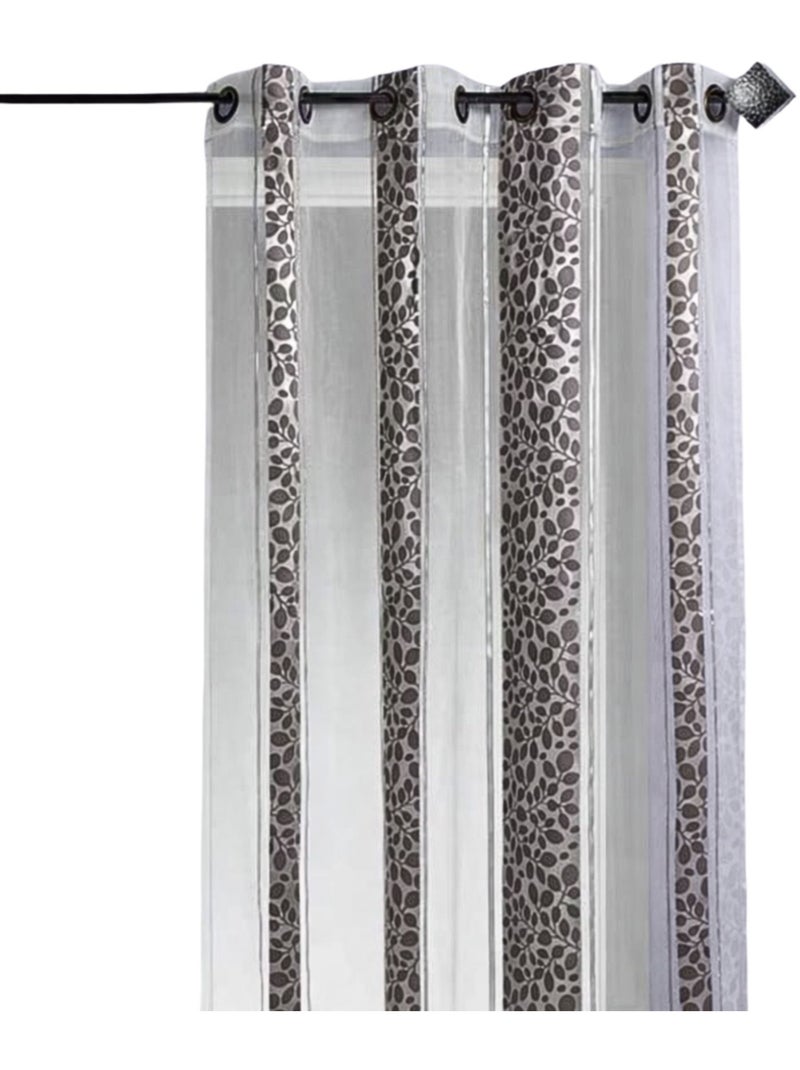 Voilage organza jacquard à motif feuillage Gris clair - Kiabi