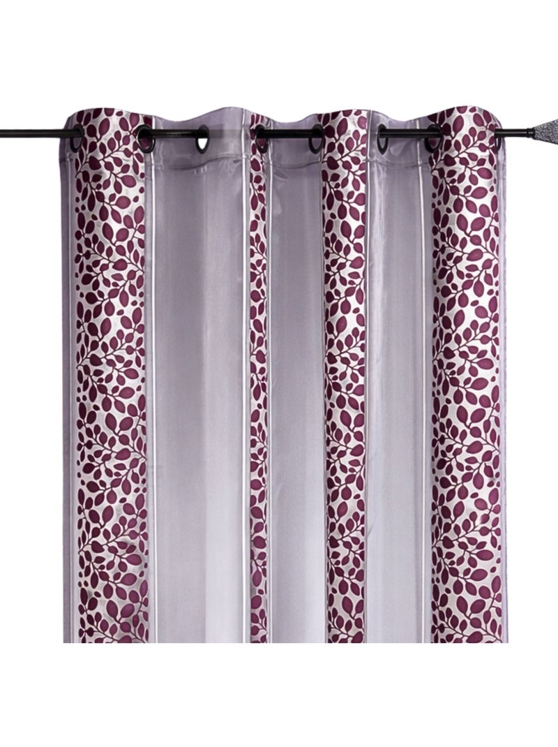 Voilage organza jacquard à motif feuillage Violet prune - Kiabi