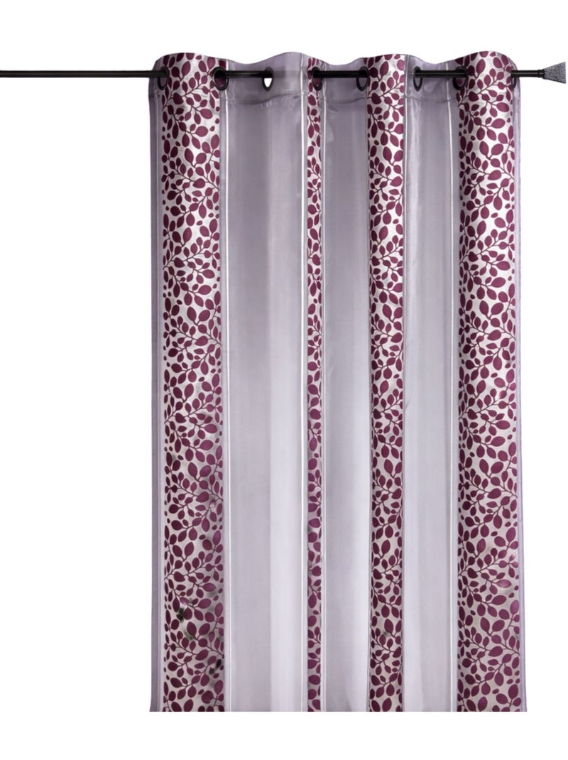 Voilage organza jacquard à motif feuillage Violet prune - Kiabi