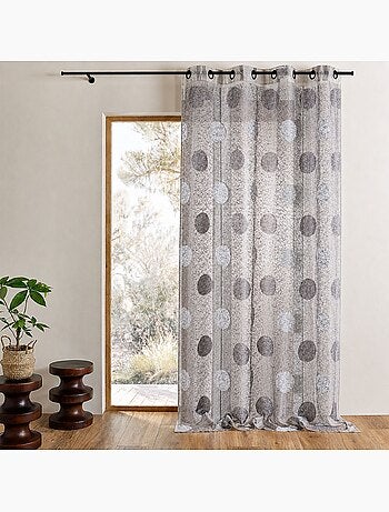 Voilage organza jacquard brodé motif gros ronds
