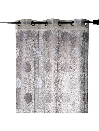 Voilage organza jacquard brodé motif gros ronds