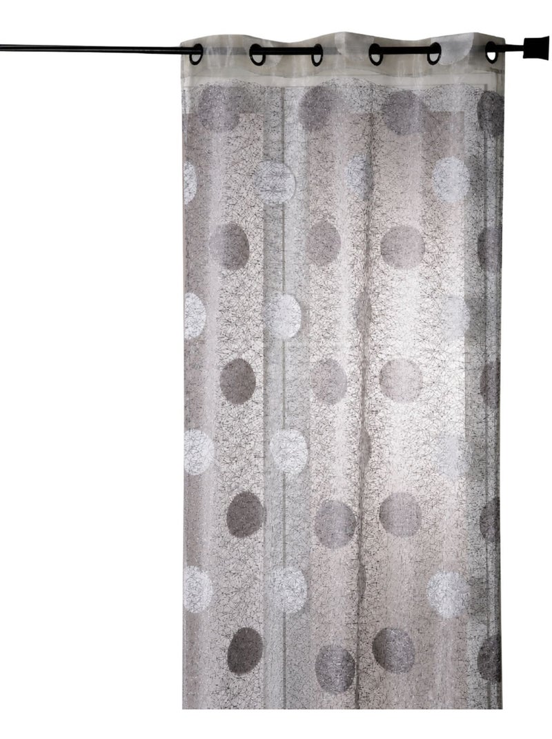 Voilage organza jacquard brodé motif gros ronds Gris clair - Kiabi