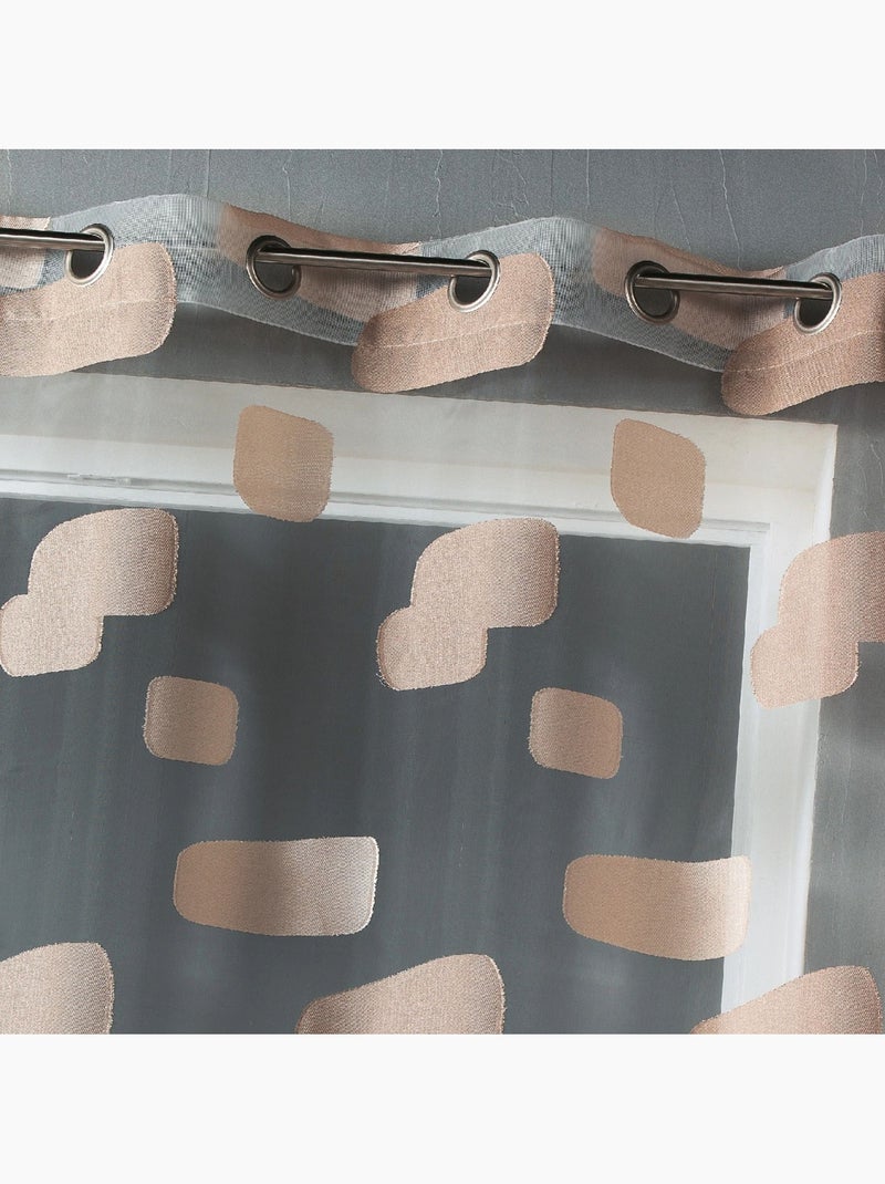 Voilage organza jacquard motif de briques Beige - Kiabi