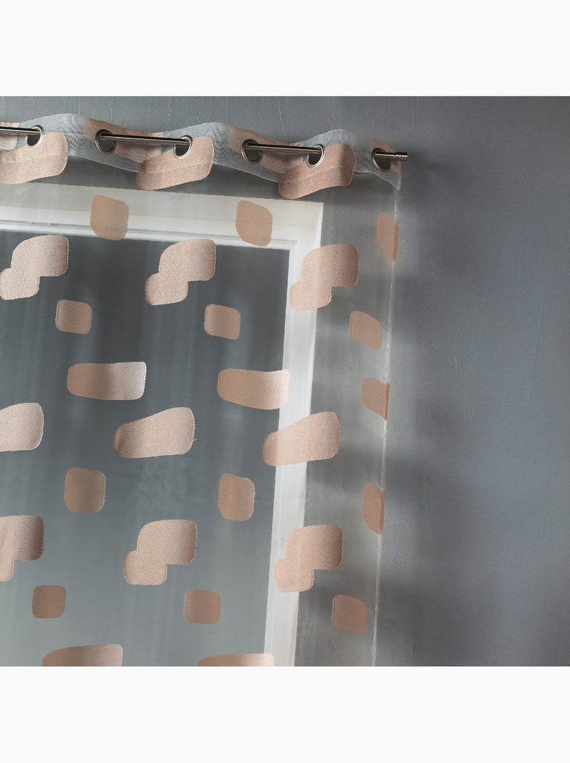 Voilage organza jacquard motif de briques Beige - Kiabi