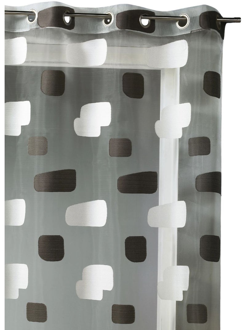 Voilage organza jacquard motif de briques Ivoire - Kiabi