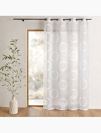 Voilage organza jacquard motif ronds