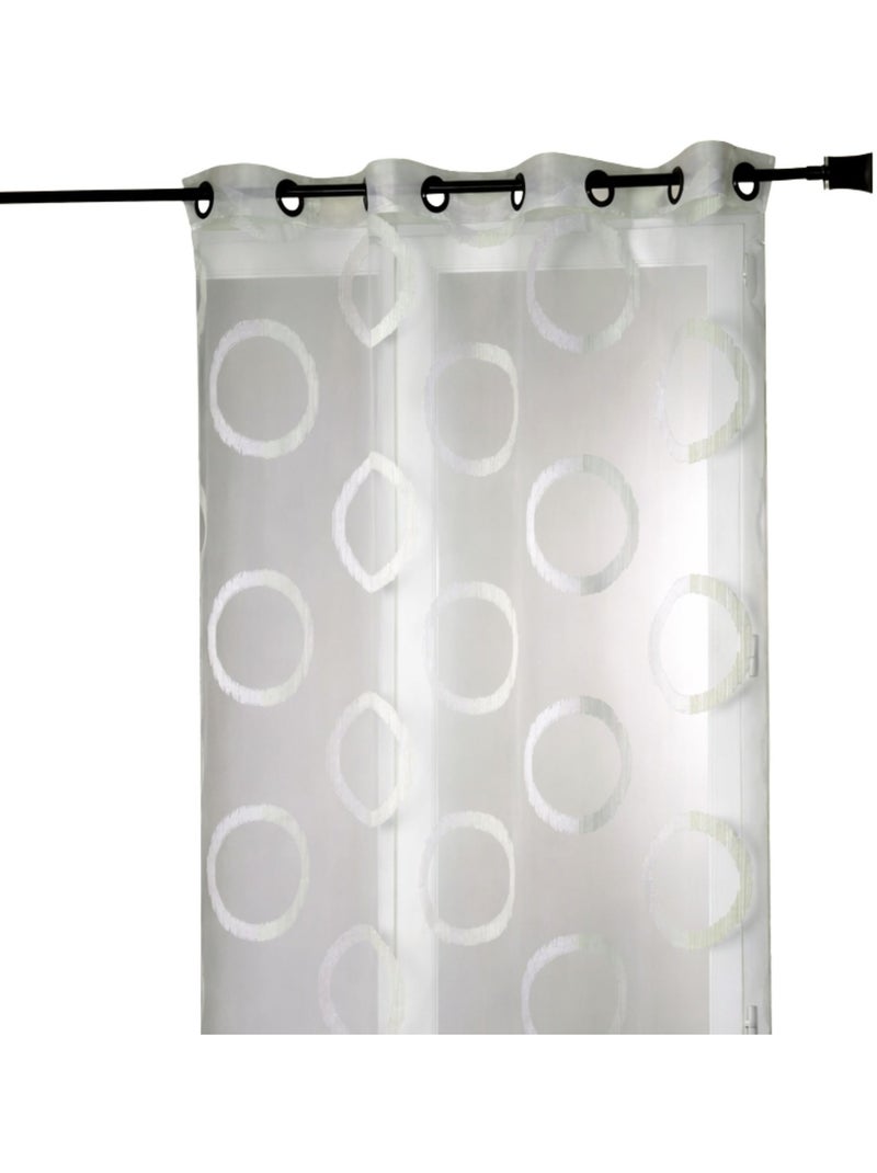 Voilage organza jacquard motif ronds Ivoire - Kiabi