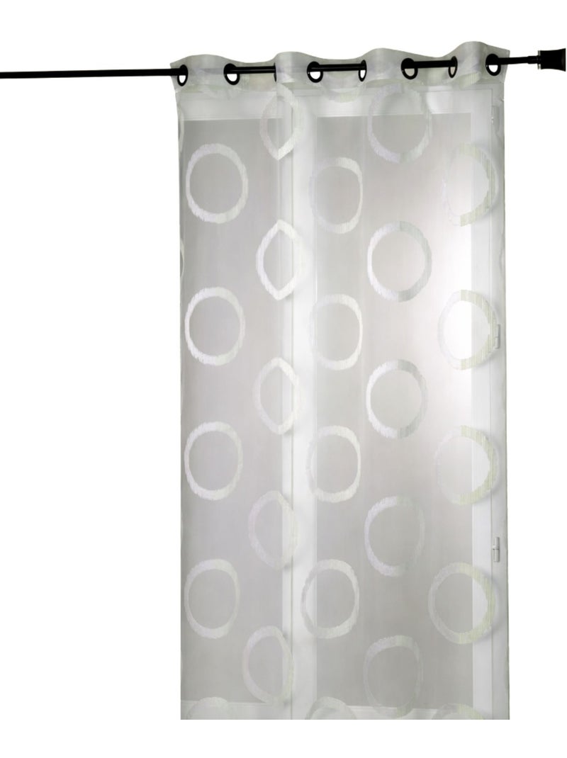 Voilage organza jacquard motif ronds Ivoire - Kiabi