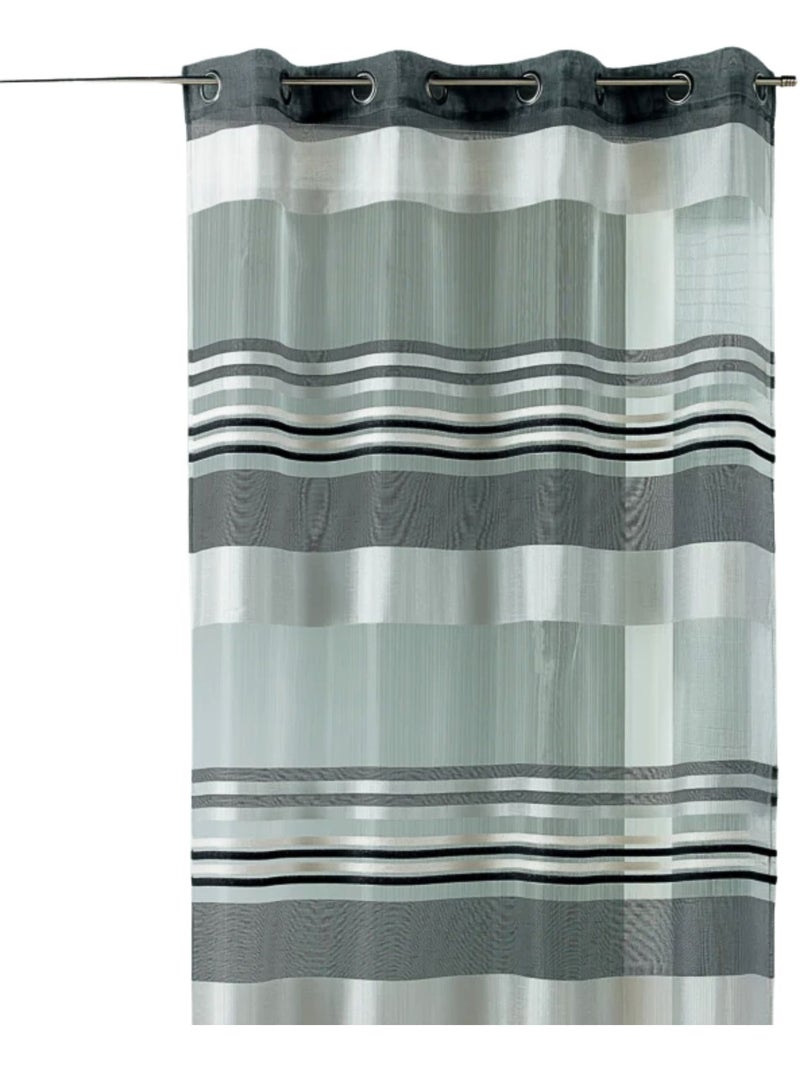 Voilage organza rayures horizontales tissées Noir - Kiabi