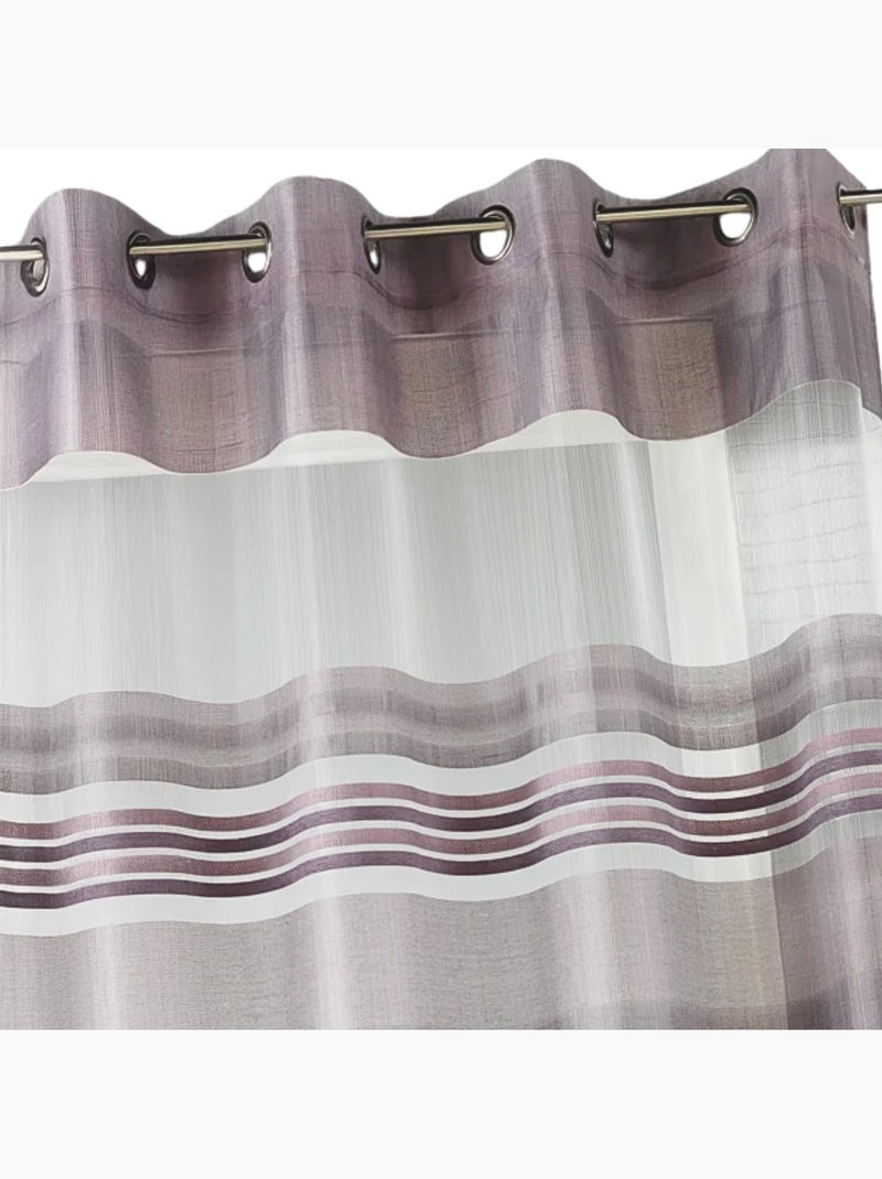 Voilage organza rayures horizontales tissées Vieux rose - Kiabi