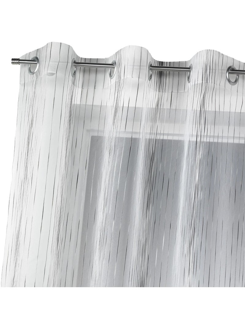 Voilage organza rayures verticales tissées Blanc - Kiabi