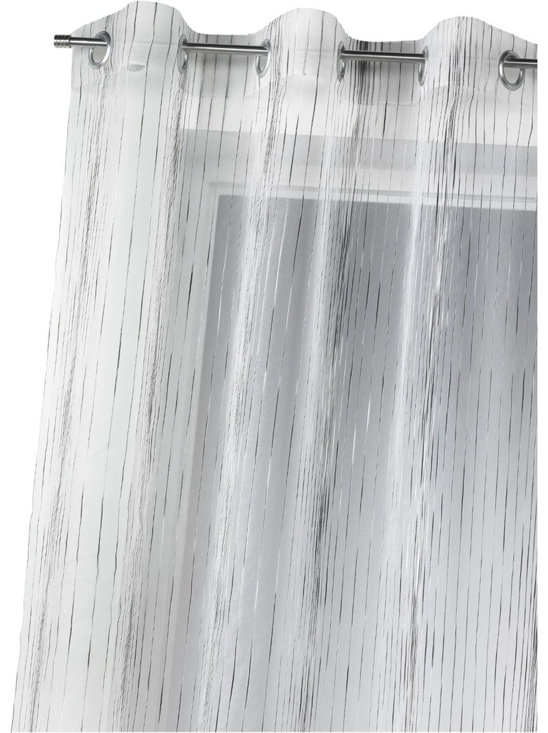 Voilage organza rayures verticales tissées Blanc - Kiabi
