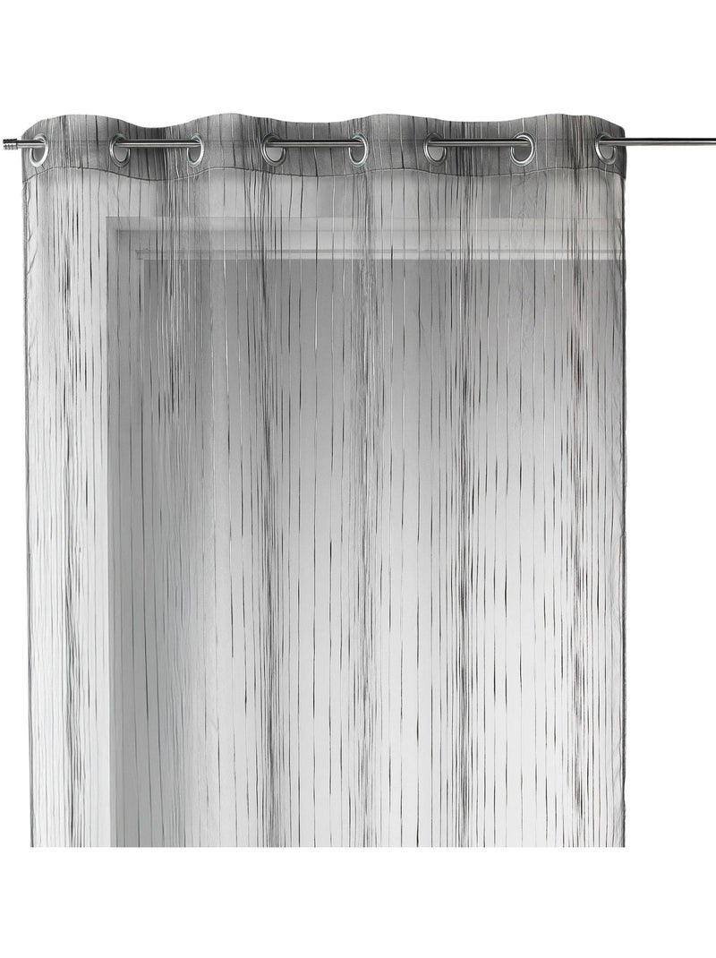 Voilage organza rayures verticales tissées Gris clair - Kiabi
