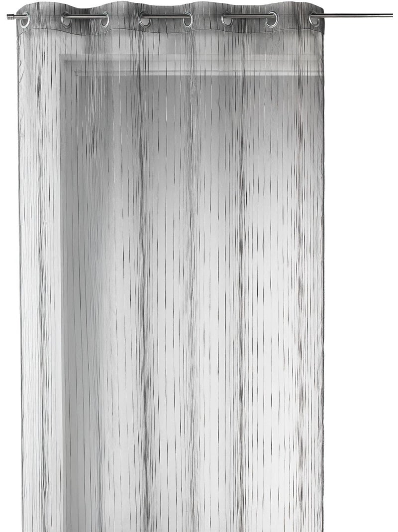 Voilage organza rayures verticales tissées Gris clair - Kiabi