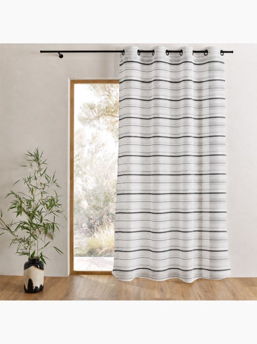 Voilage organza tissé à rayures horizontales et œillets - Kiabi