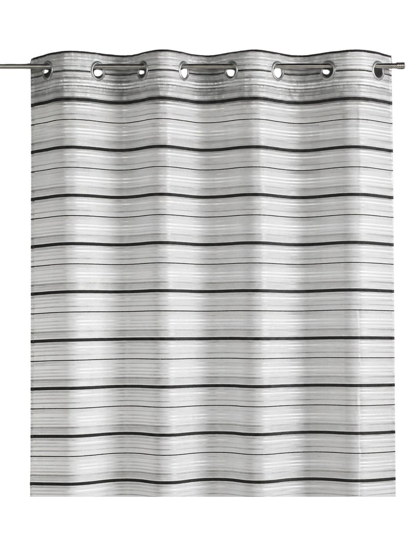 Voilage organza tissé à rayures horizontales et œillets Argent - Kiabi