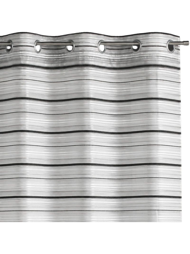 Voilage organza tissé à rayures horizontales et œillets Argent - Kiabi