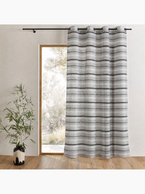 Voilage organza tissé à rayures horizontales et œillets - Kiabi