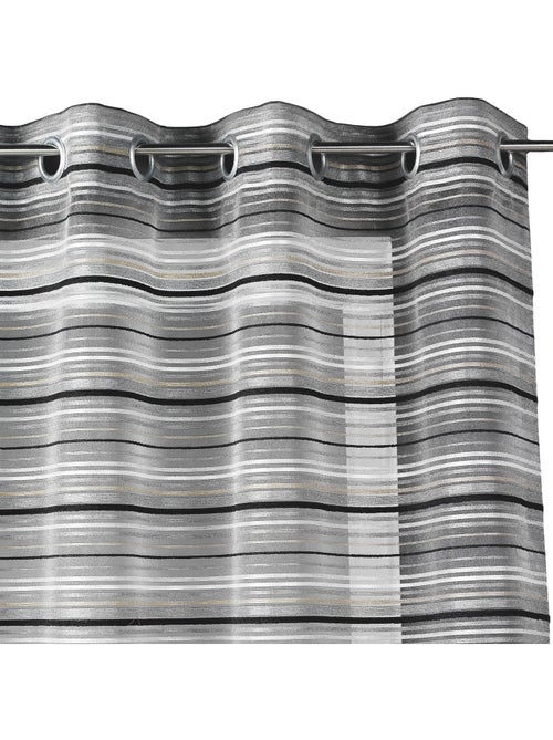 Voilage organza tissé à rayures horizontales et œillets - Kiabi