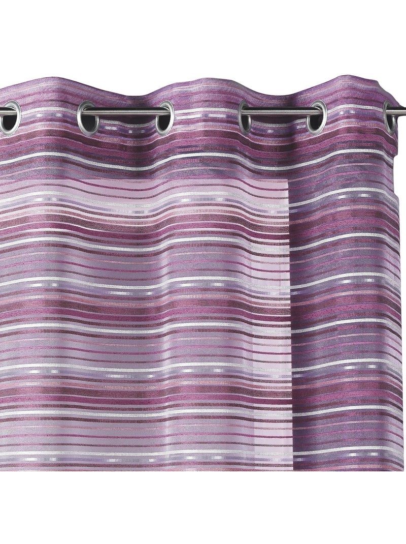 Voilage organza tissé à rayures horizontales et œillets Parme - Kiabi