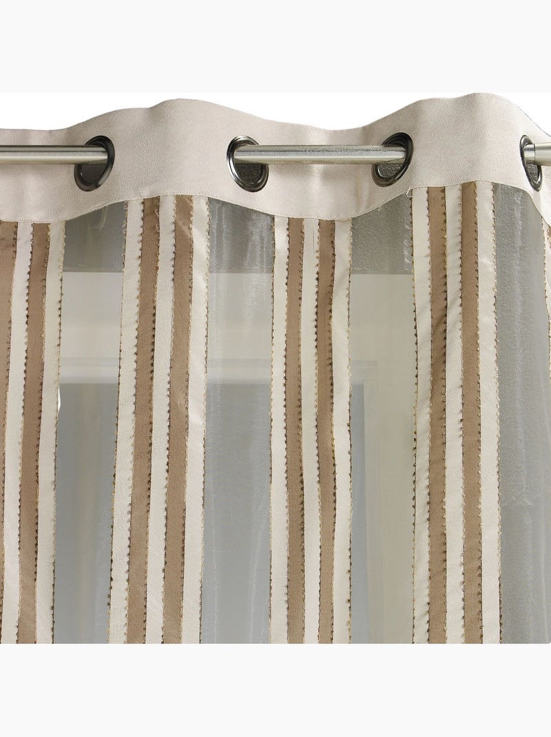 Voilage organza transparent à rayures verticales Beige - Kiabi