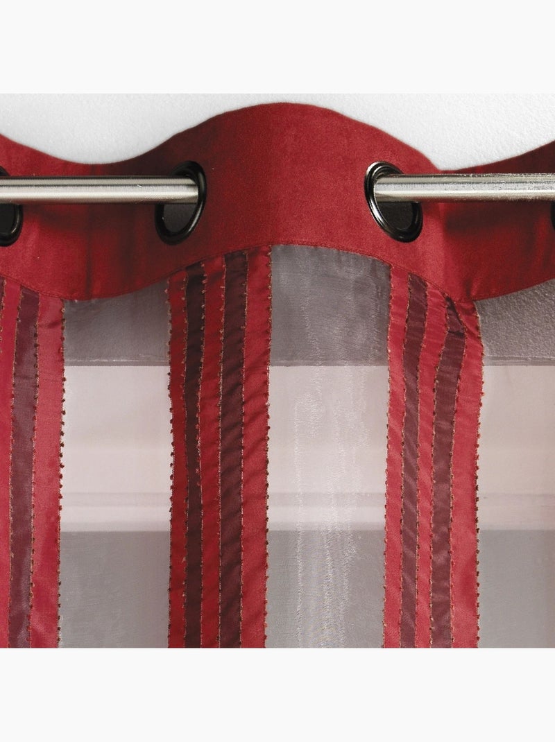 Voilage organza transparent à rayures verticales Bordeaux - Kiabi