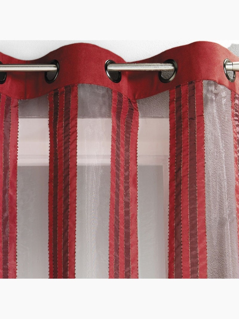 Voilage organza transparent à rayures verticales Bordeaux - Kiabi