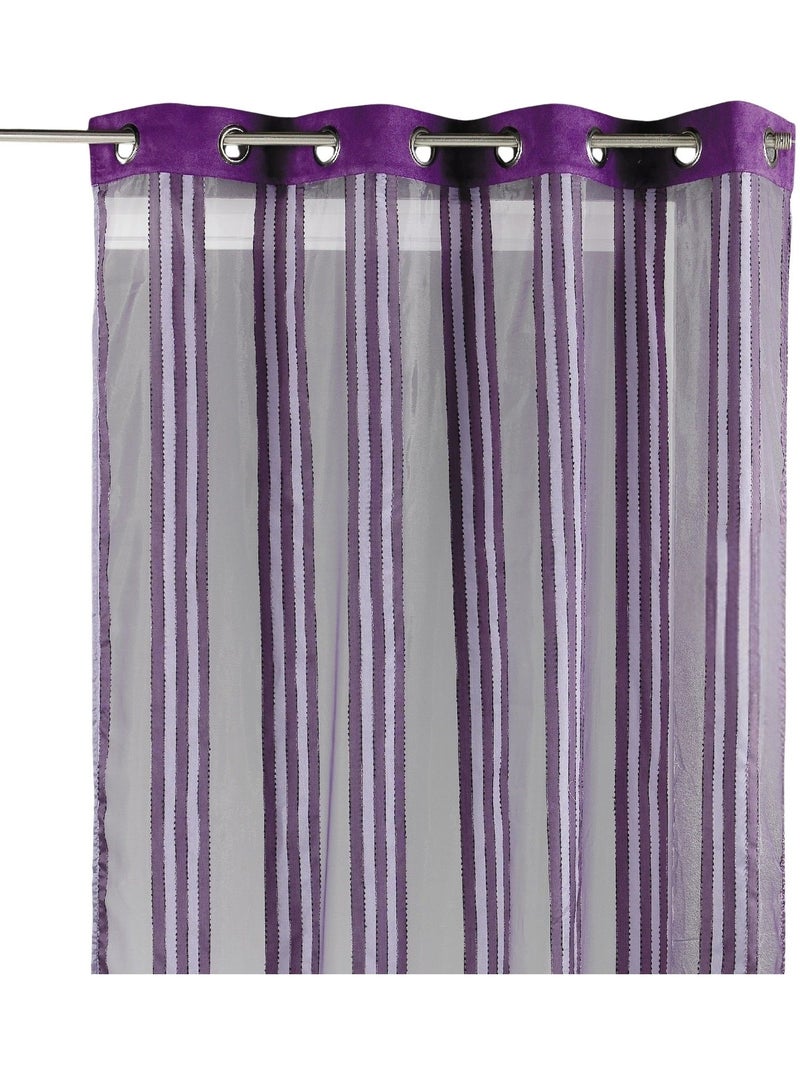 Voilage organza transparent à rayures verticales Violet prune - Kiabi