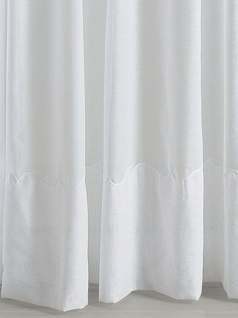 Voilage Poly-lin brodé Cornely Blanc - Kiabi