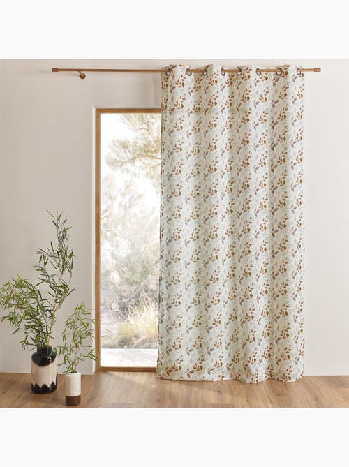 Voilage poly-lin imprimé à motif feuillage avec œillets - Kiabi Voilage poly-lin imprimé à motif feuillage avec œillets - Kiabi