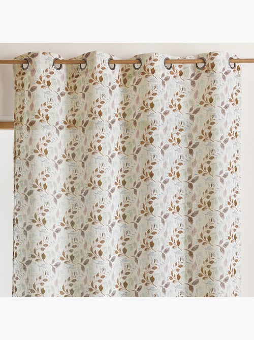 Voilage poly-lin imprimé à motif feuillage avec œillets - Kiabi Voilage poly-lin imprimé à motif feuillage avec œillets - Kiabi