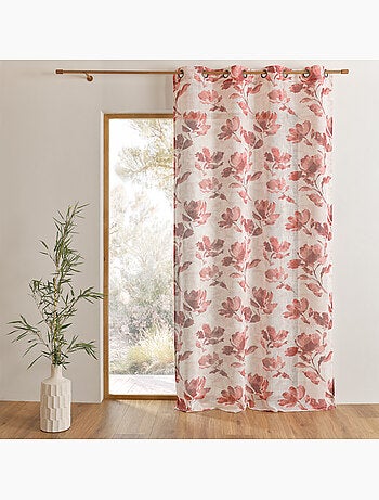 Voilage poly-lin imprimé à motif floral avec œillets