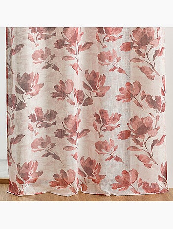 Voilage poly-lin imprimé à motif floral avec œillets