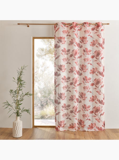 Voilage poly-lin imprimé à motif floral avec œillets - Kiabi Voilage poly-lin imprimé à motif floral avec œillets - Kiabi