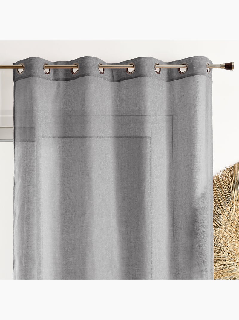 Voilage poly-lin uni  fluide gris anthracite - Kiabi