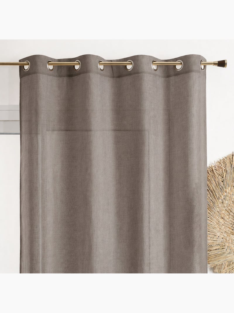 Voilage poly-lin uni  fluide Gris - Kiabi